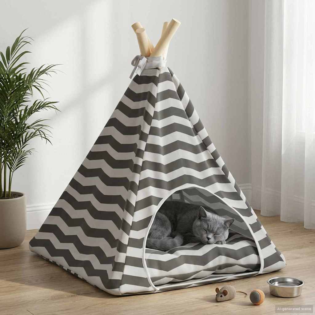 Haustier-Tipi Mit Kissen Weiß Und Grau 60 X 60 X 70 Cm