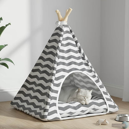 Haustier-Tipi Mit Kissen Weiß Und Grau 60 X 60 X 70 Cm
