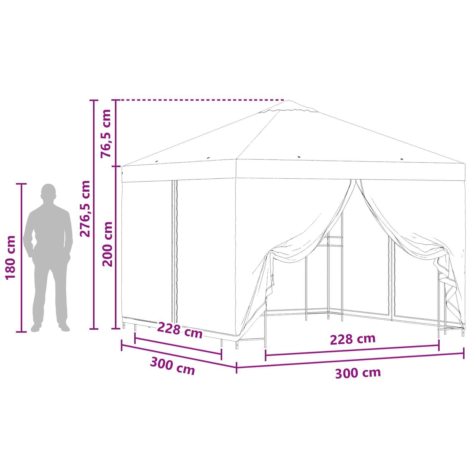 Garten Pavillon Mit Seitenwänden 3 X 3 M