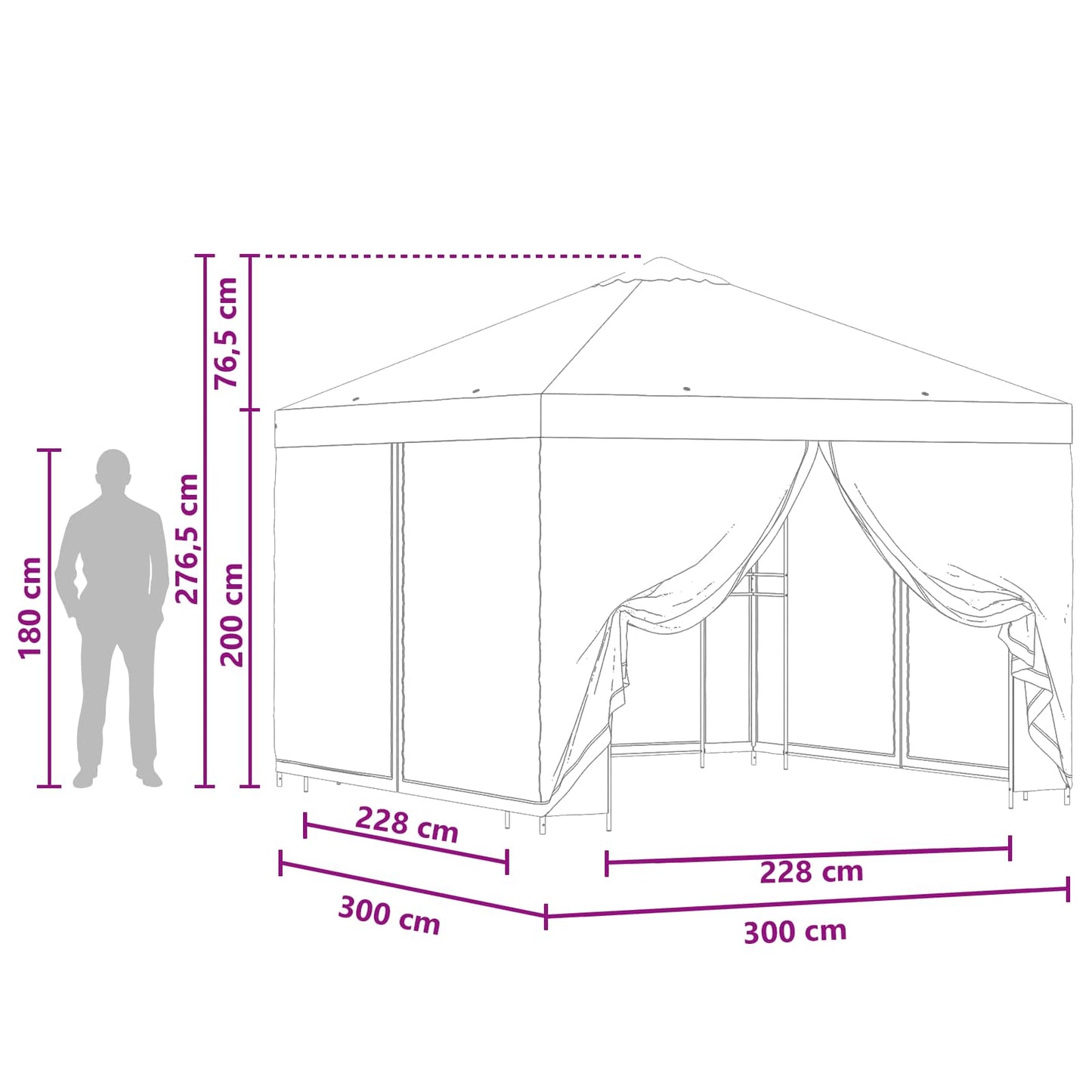 Garten Pavillon Mit Seitenwänden 3 X 3 M