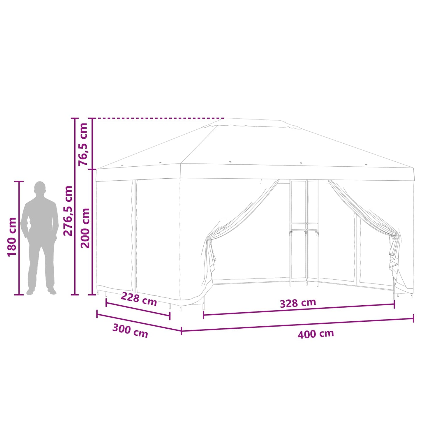 Garten Pavillon Mit Seitenwänden 4 X 3 M