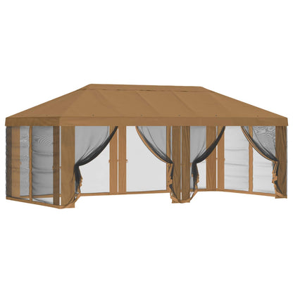 Pavillon Dach Mit Seitenwänden Beige 600,5 X 300,5 Cm Polyester