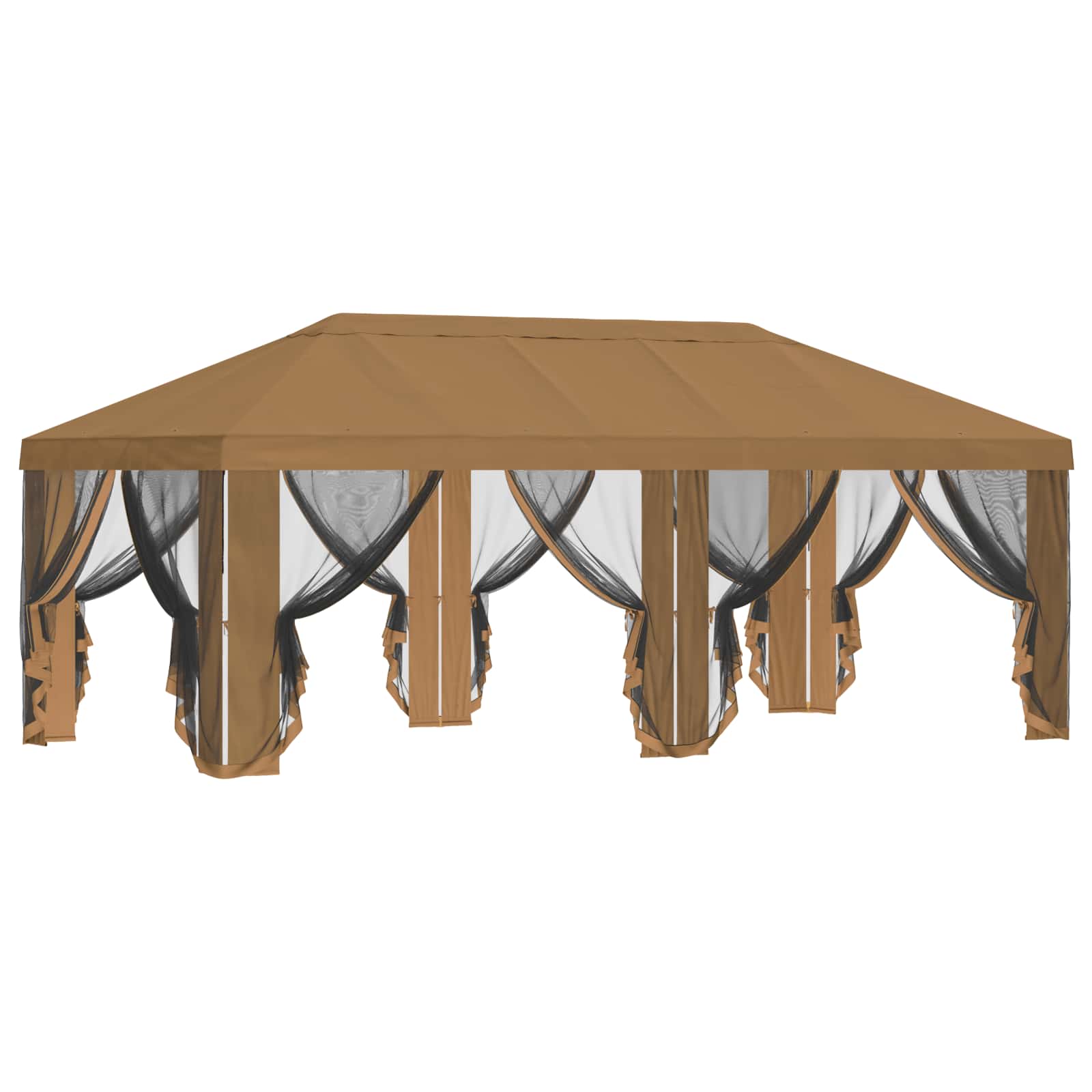 Pavillon Dach Mit Seitenwänden Beige 600,5 X 300,5 Cm Polyester