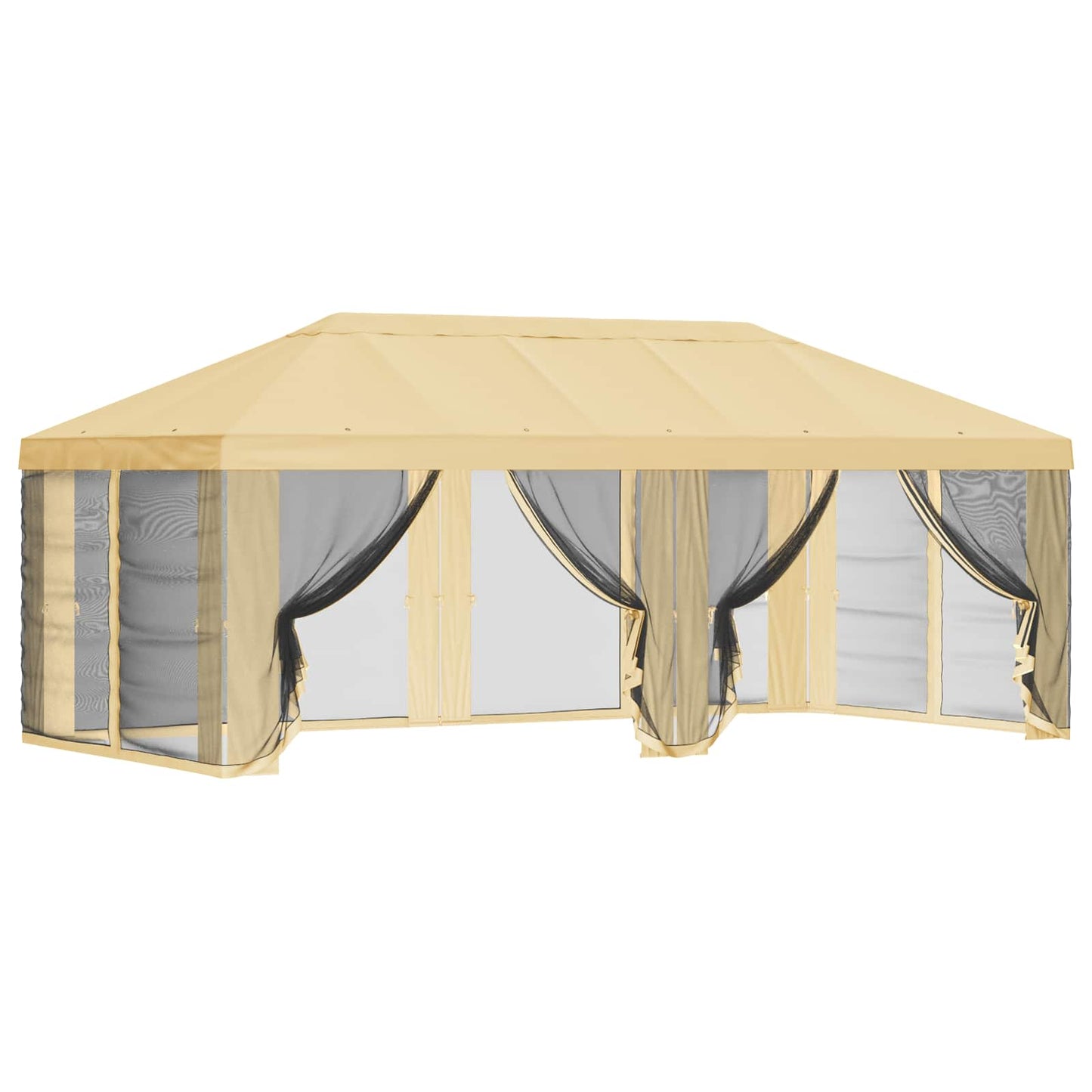Pavillon Dach Mit Seitenwänden Creme 600,5 X 300,5 Cm Polyester