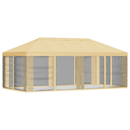 Pavillon Dach Mit Seitenwänden Creme 600,5 X 300,5 Cm Polyester