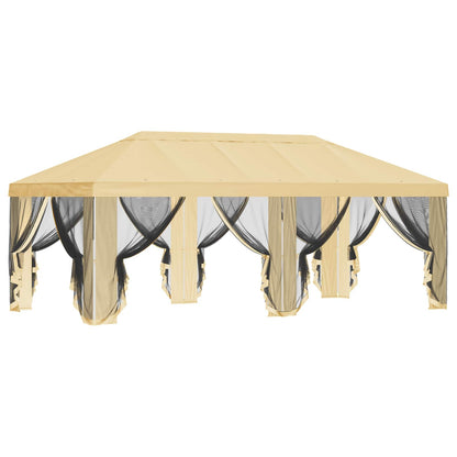 Pavillon Dach Mit Seitenwänden Creme 600,5 X 300,5 Cm Polyester