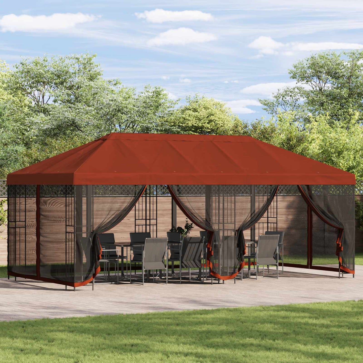 Pavillon Dach Mit Seitenwänden Terrakotta 600,5 X 300,5 Cm