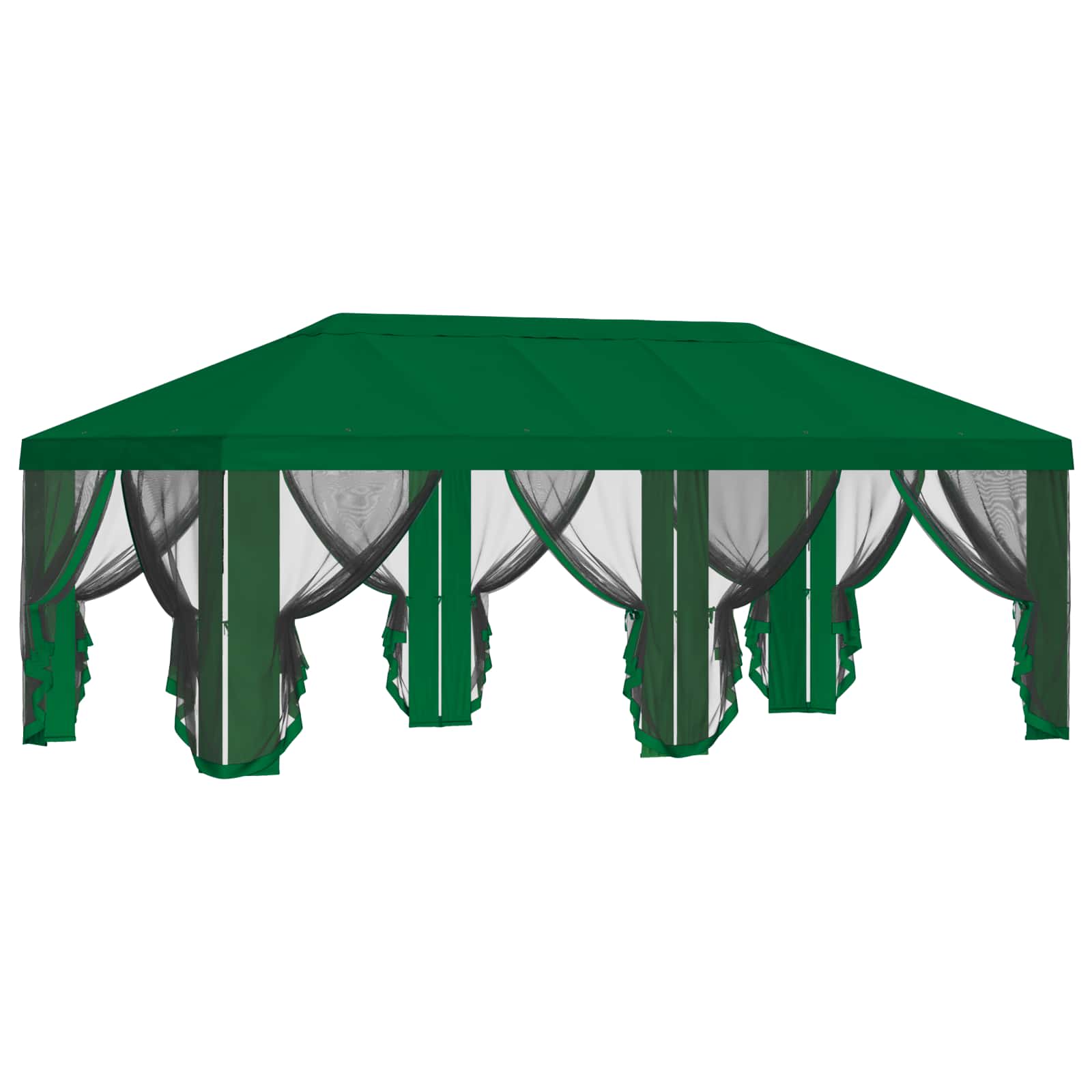 Pavillon Dach Mit Seitenwänden Grün 600,5 X 300,5 Cm Polyester