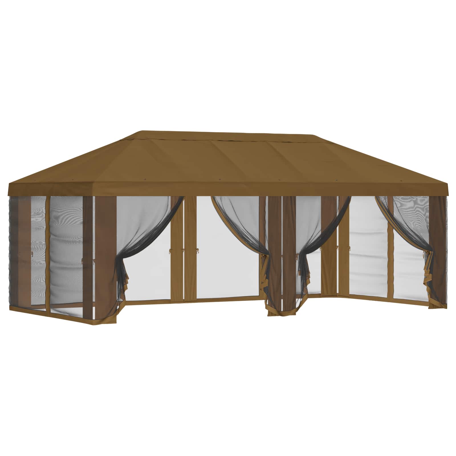 Pavillon Dach Mit Seitenwänden Taupe 600,5 X 300,5 Cm Polyester