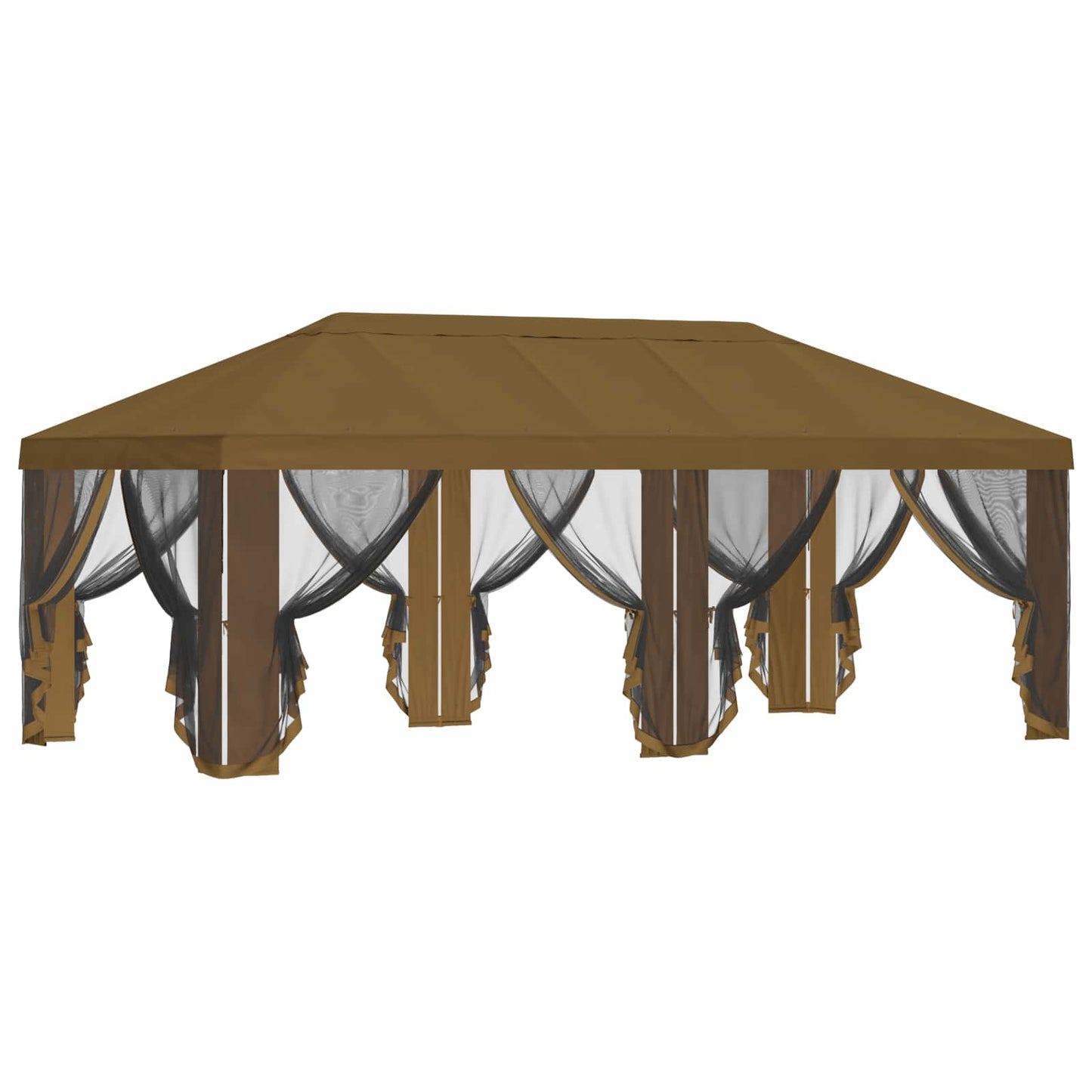 Pavillon Dach Mit Seitenwänden Taupe 600,5 X 300,5 Cm Polyester