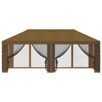 Pavillon Dach Mit Seitenwänden Taupe 600,5 X 300,5 Cm Polyester