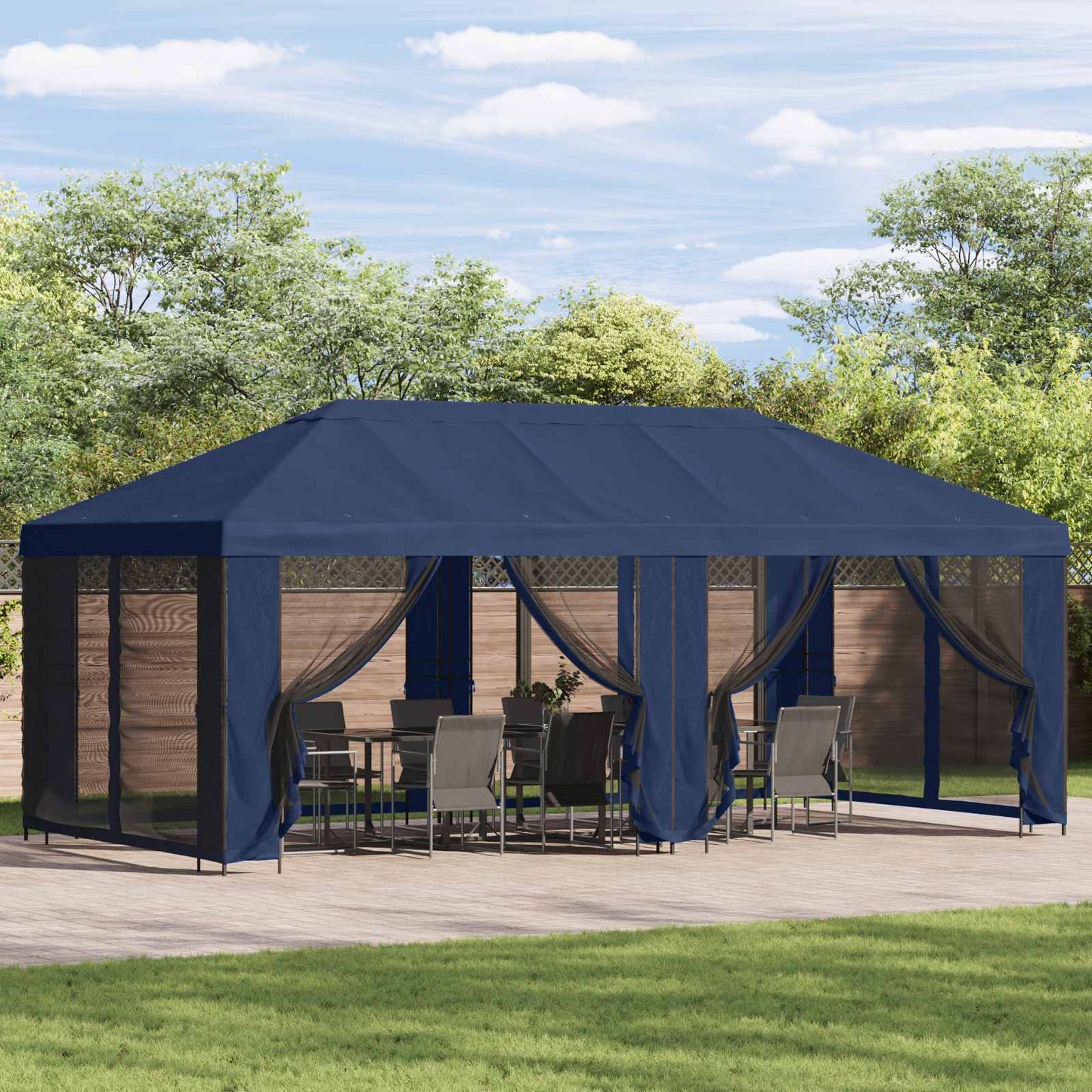 Pavillon Dach Mit Seitenwänden Blau 600,5 X 300,5 Cm Polyester
