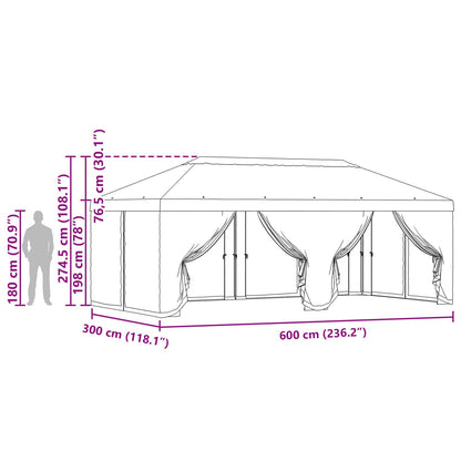 Pavillon Dach Mit Seitenwänden Gelb 600,5 X 300,5 Cm Polyester