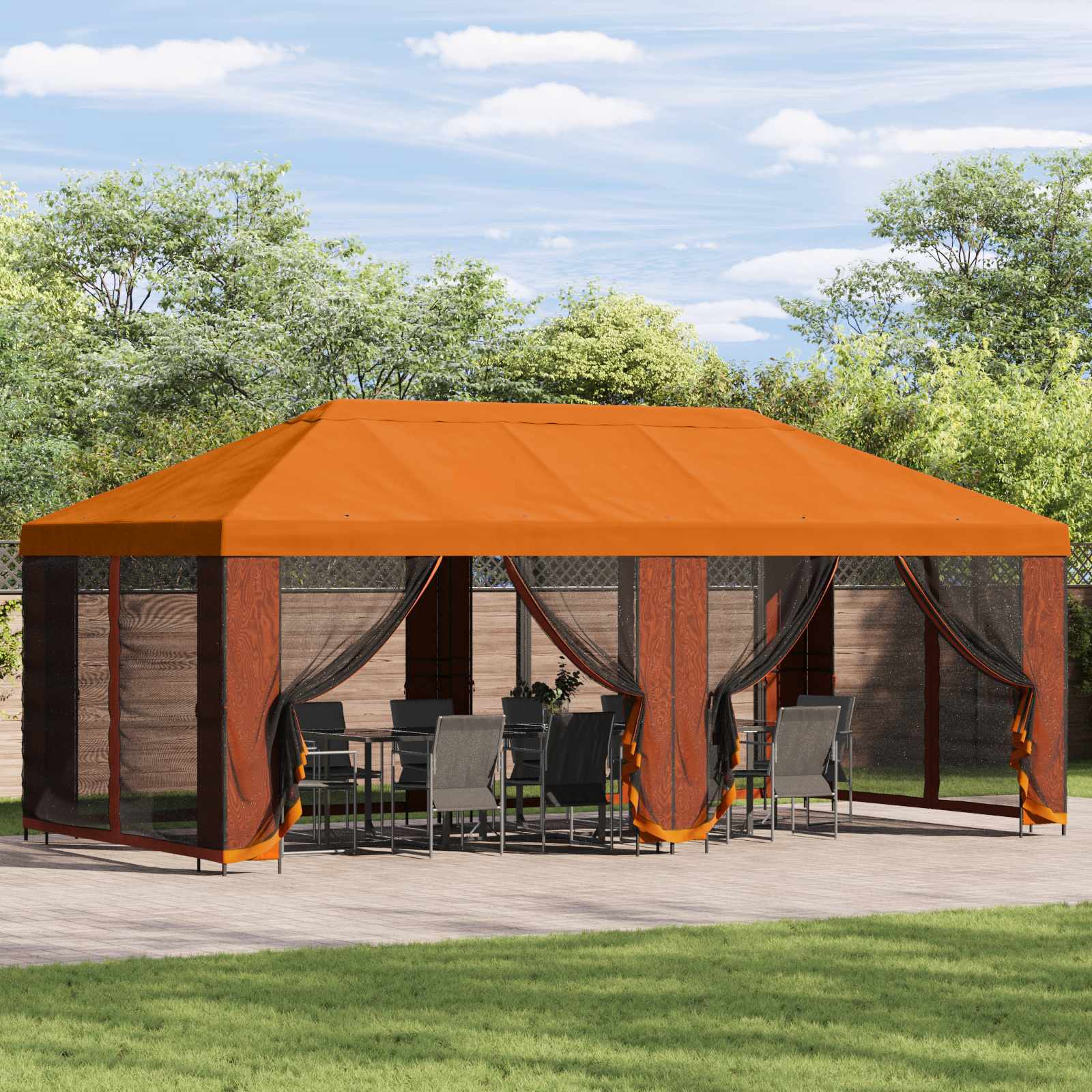 Pavillon Dach Mit Seitenwänden Orange 600,5 X 300,5 Cm