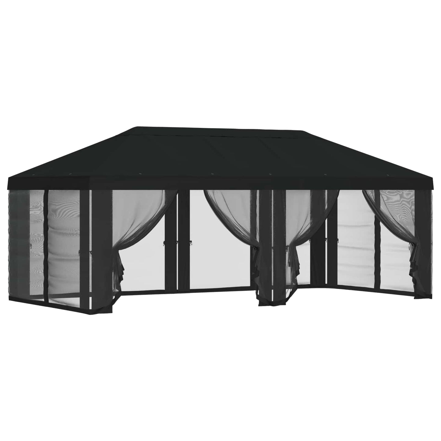 Pavillon Dach Mit Seitenwänden Schwarz 600,5 X 300,5 Cm