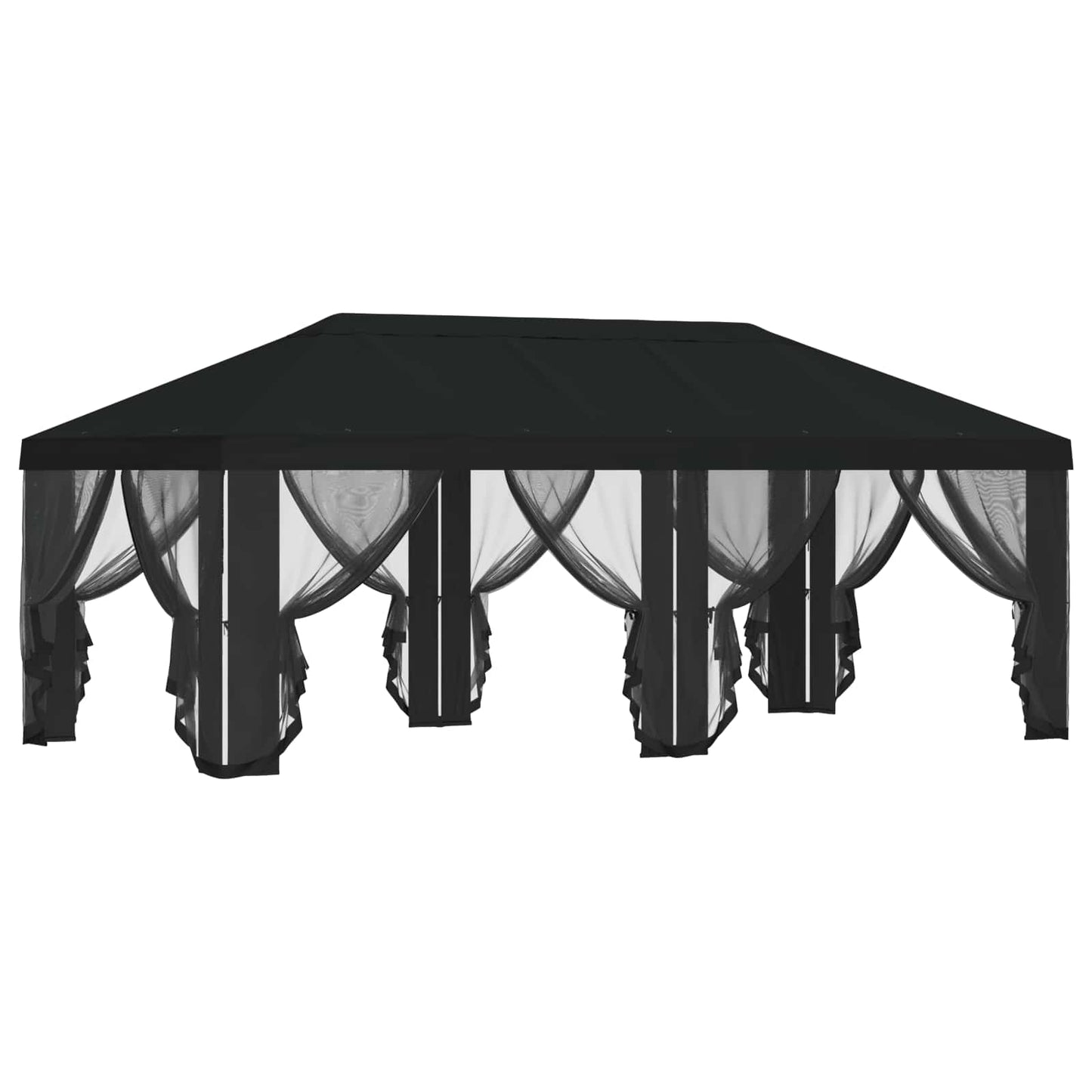 Pavillon Dach Mit Seitenwänden Schwarz 600,5 X 300,5 Cm