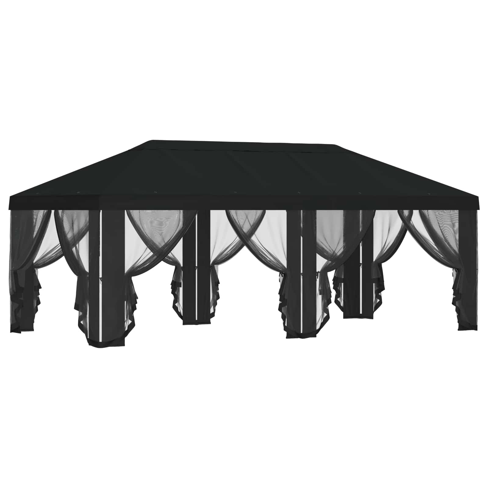 Pavillon Dach Mit Seitenwänden Schwarz 600,5 X 300,5 Cm
