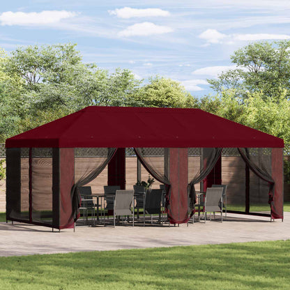 Pavillon Dach Mit Seitenwänden Bordeauxrot 600,5 X 300,5 Cm