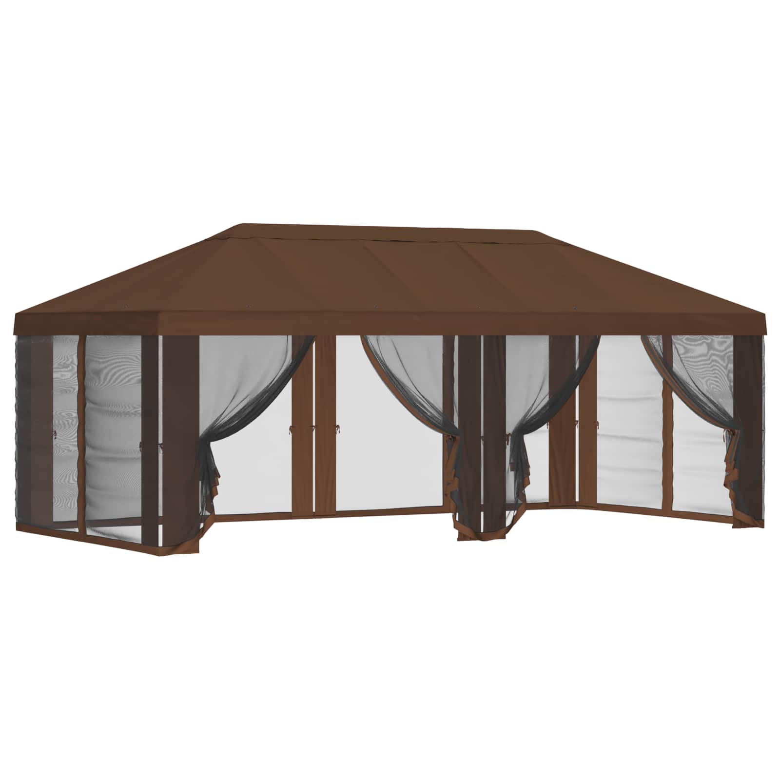 Pavillon Dach Mit Seitenwänden Braun 600,5 X 300,5 Cm Polyester