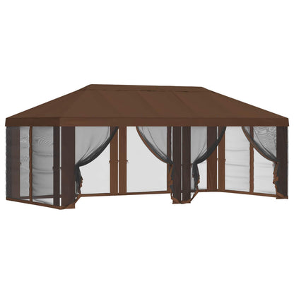 Pavillon Dach Mit Seitenwänden Braun 600,5 X 300,5 Cm Polyester
