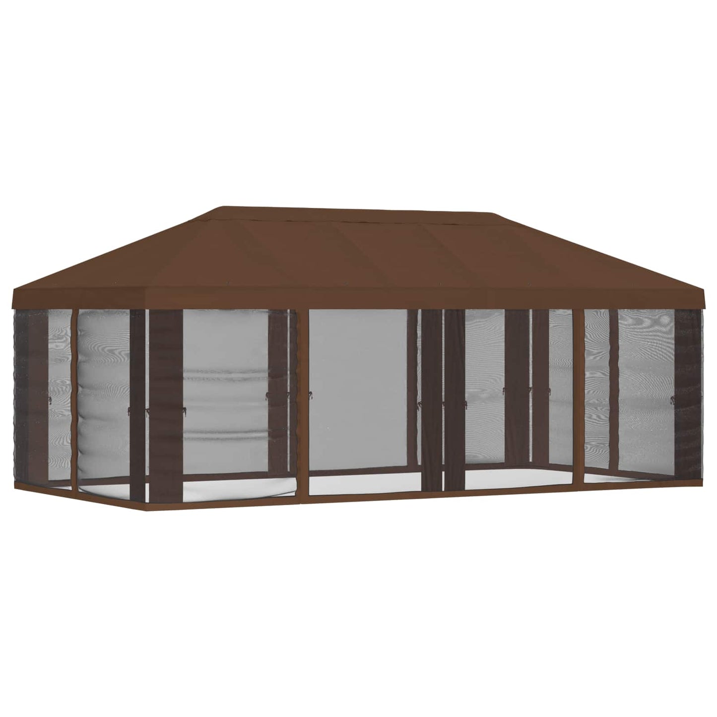 Pavillon Dach Mit Seitenwänden Braun 600,5 X 300,5 Cm Polyester