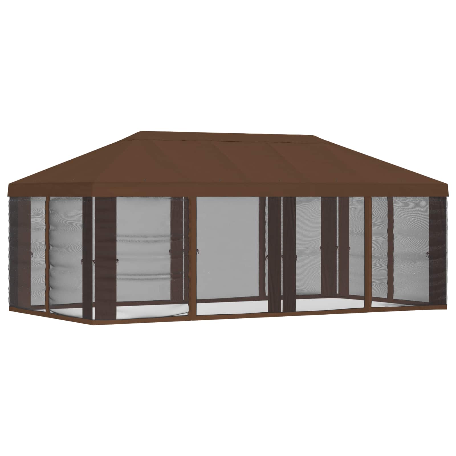 Pavillon Dach Mit Seitenwänden Braun 600,5 X 300,5 Cm Polyester