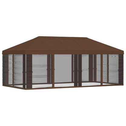 Pavillon Dach Mit Seitenwänden Braun 600,5 X 300,5 Cm Polyester