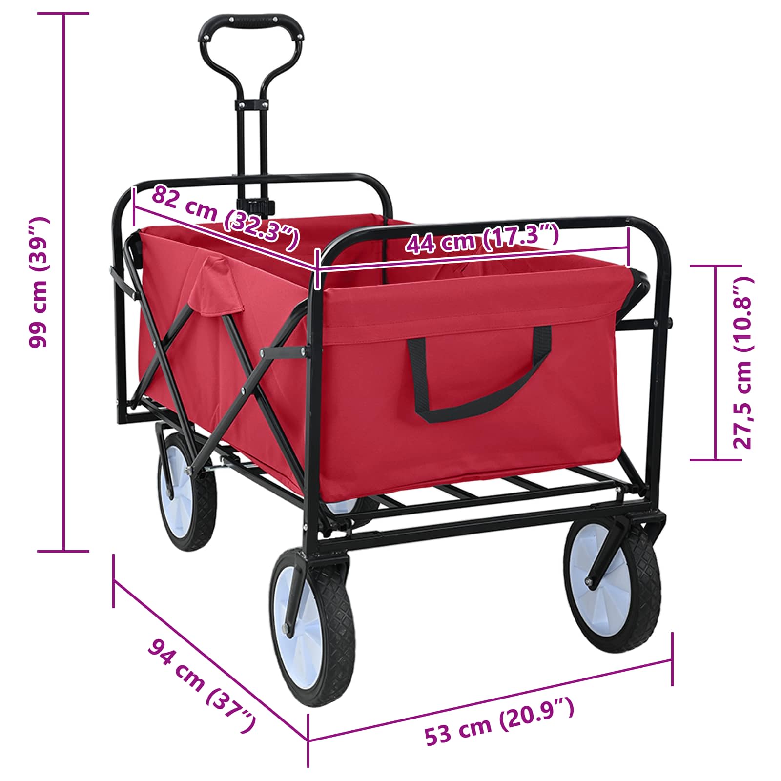 Klapp-Handwagen 94 X 53 X 99 Cm Oxford-Stoff