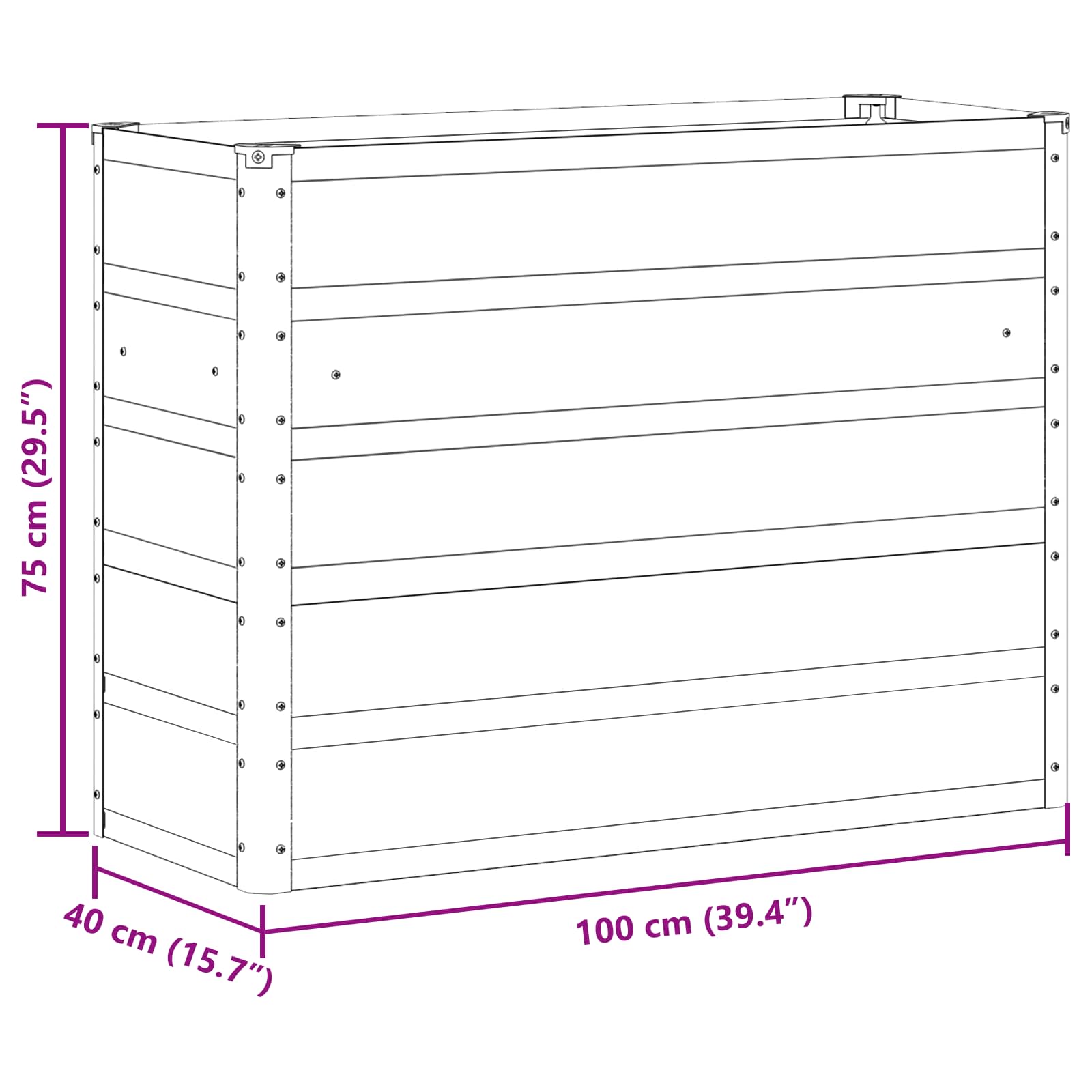 Pflanzkübel 100 X 40 X Stahl