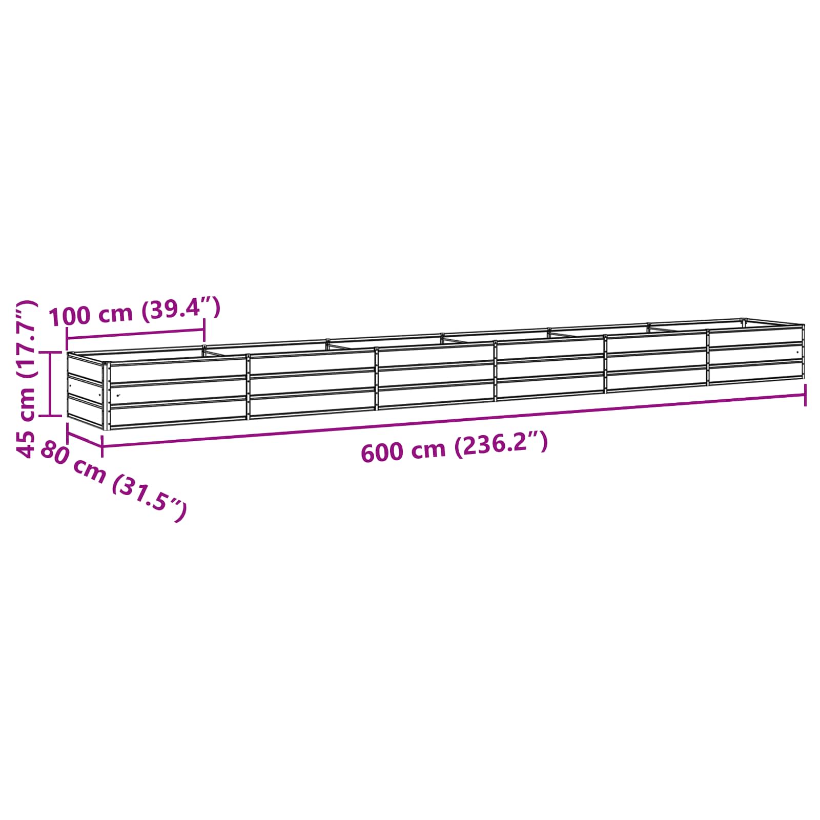 Pflanzkübel 600 X 80 X Stahl