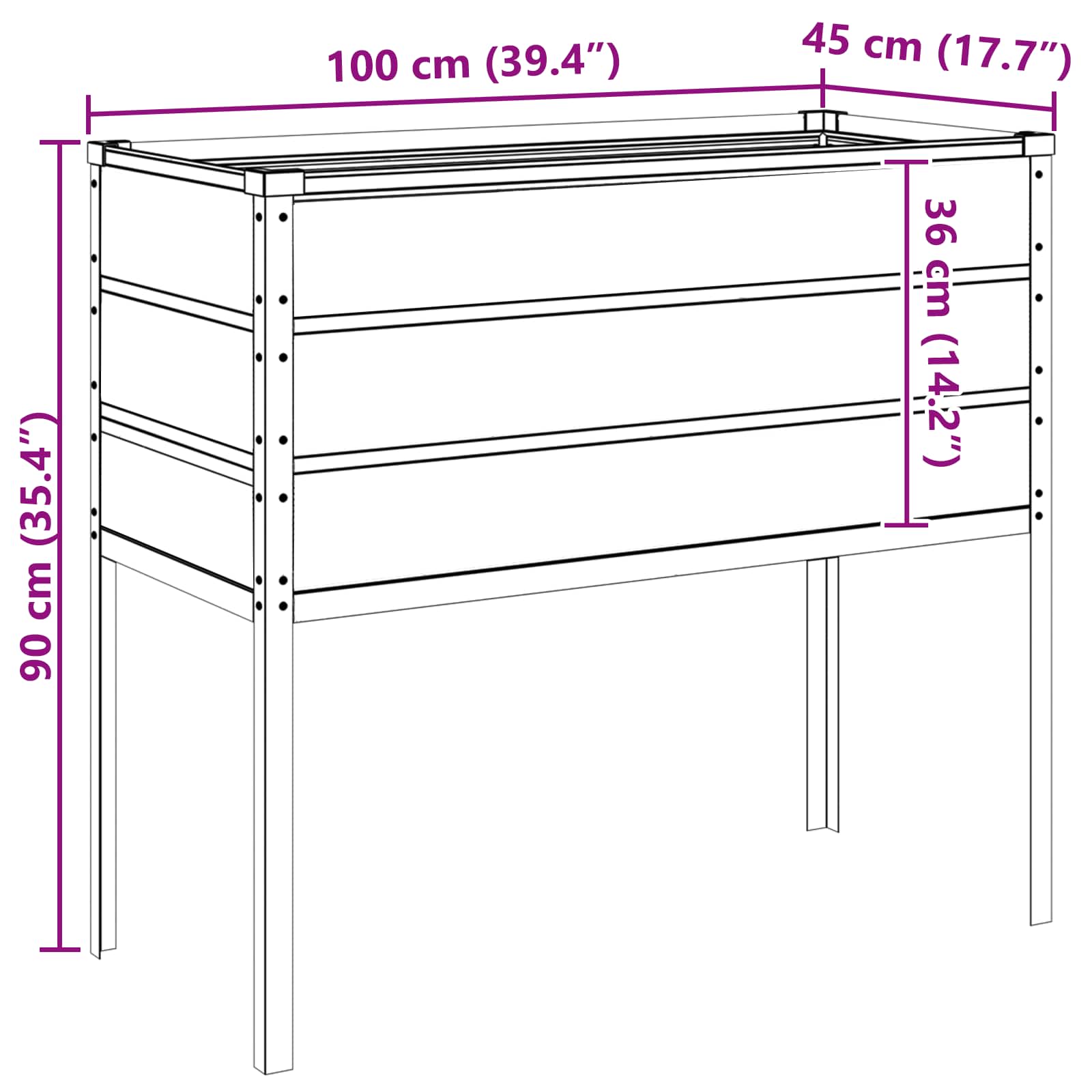 Pflanzkübel Pastellgrün 100 X 45 X 90 Cm Verzinkter Stahl