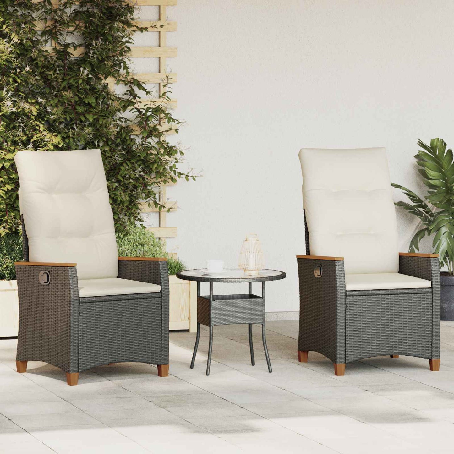 Verstellbarer Gartenstuhl 2 Pcs Poly-Rattan