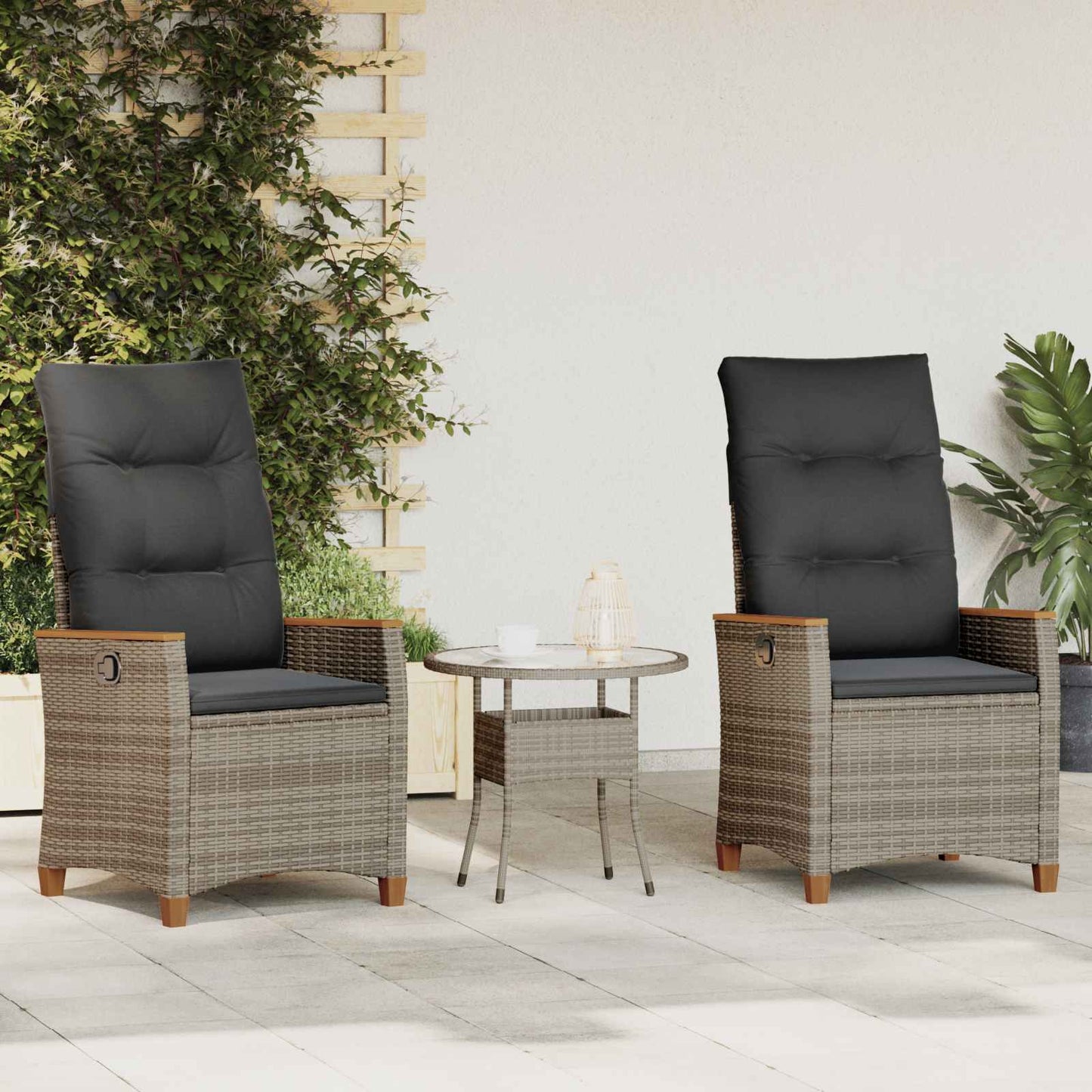 Verstellbarer Gartenstuhl 2 Pcs Poly-Rattan