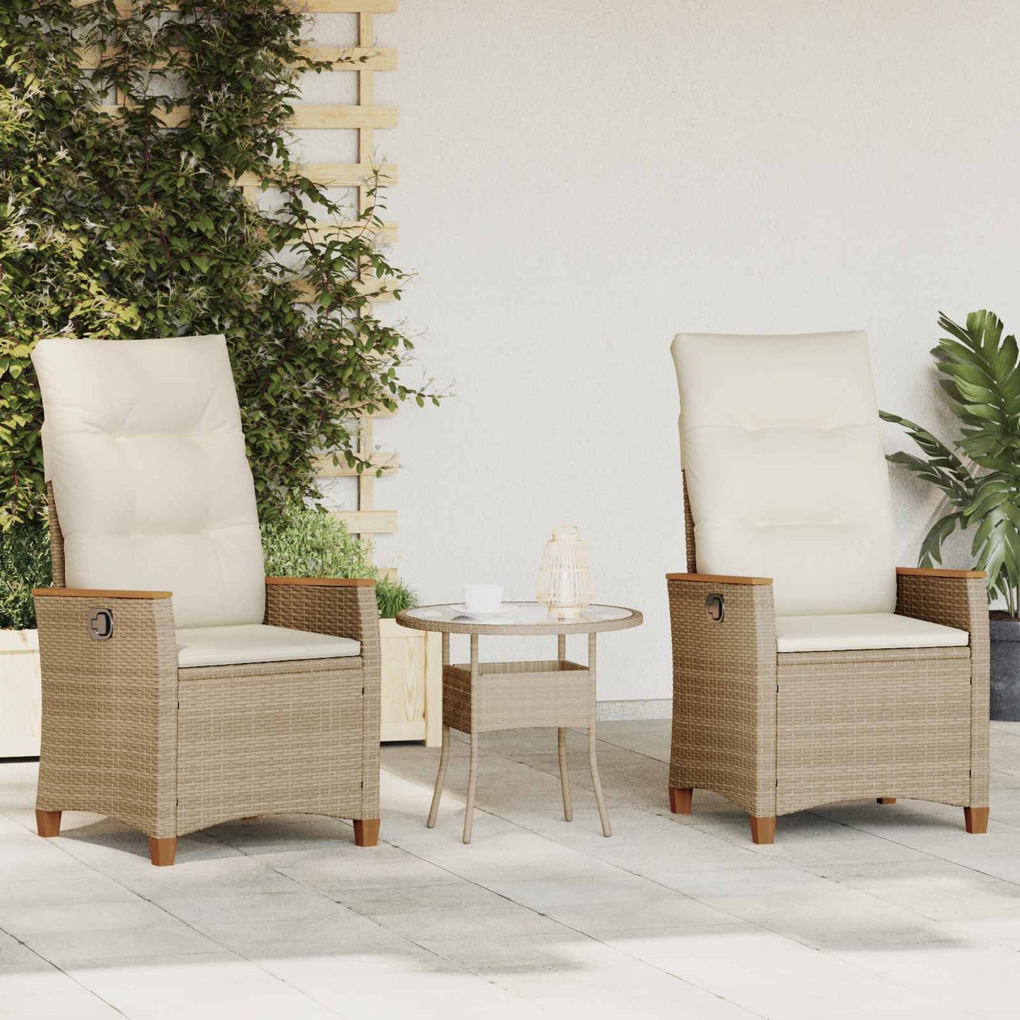 Verstellbarer Gartenstuhl 2 Pcs Poly-Rattan