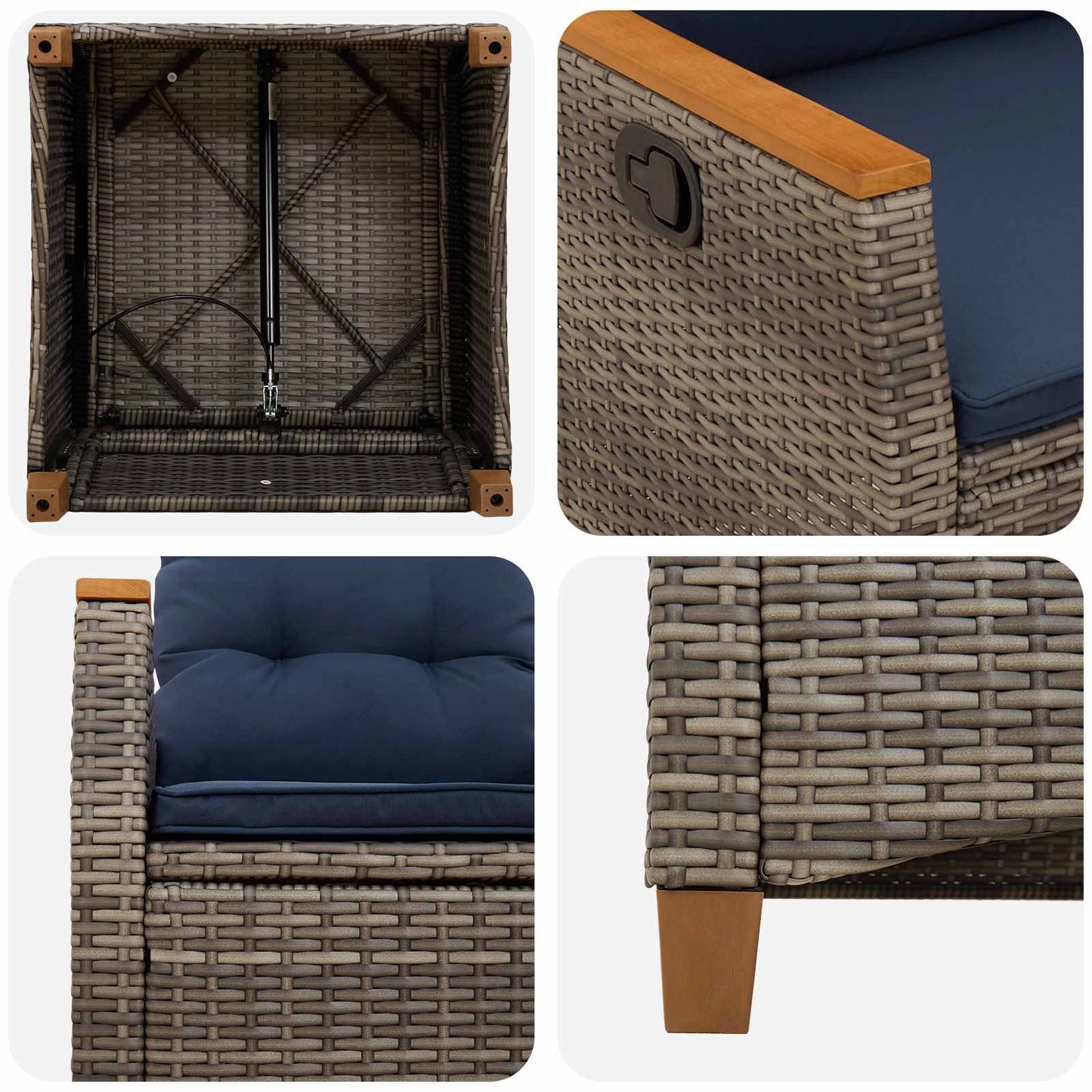 Verstellbarer Gartenstuhl 2 Pcs Poly-Rattan