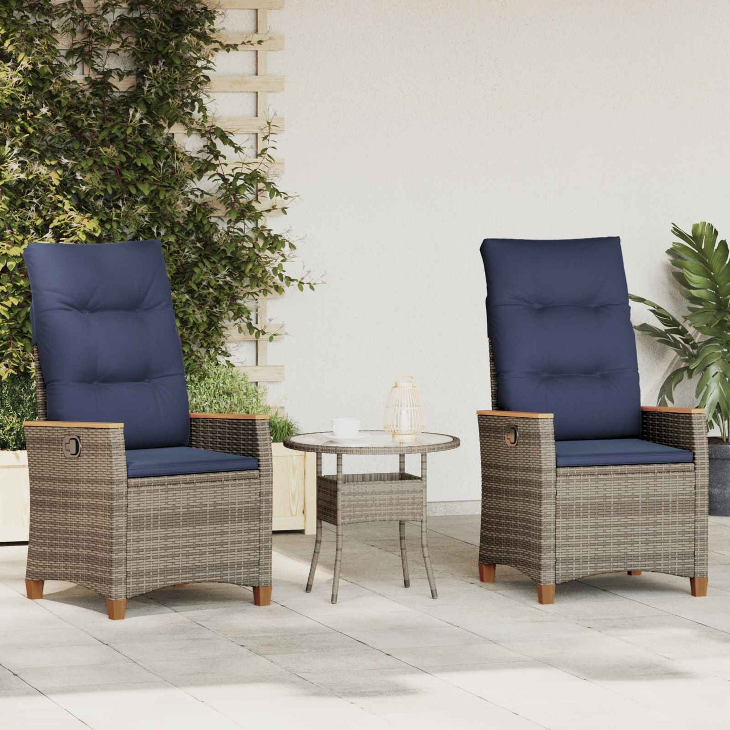 Verstellbarer Gartenstuhl 2 Pcs Poly-Rattan