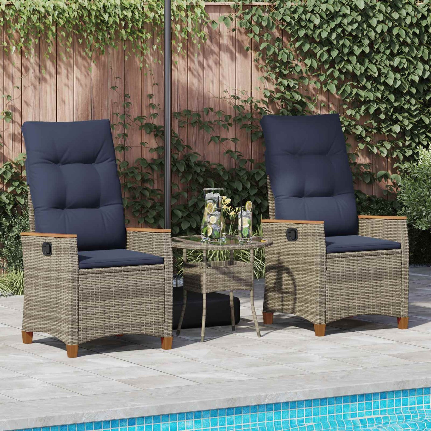 Verstellbarer Gartenstuhl 2 Pcs Poly-Rattan