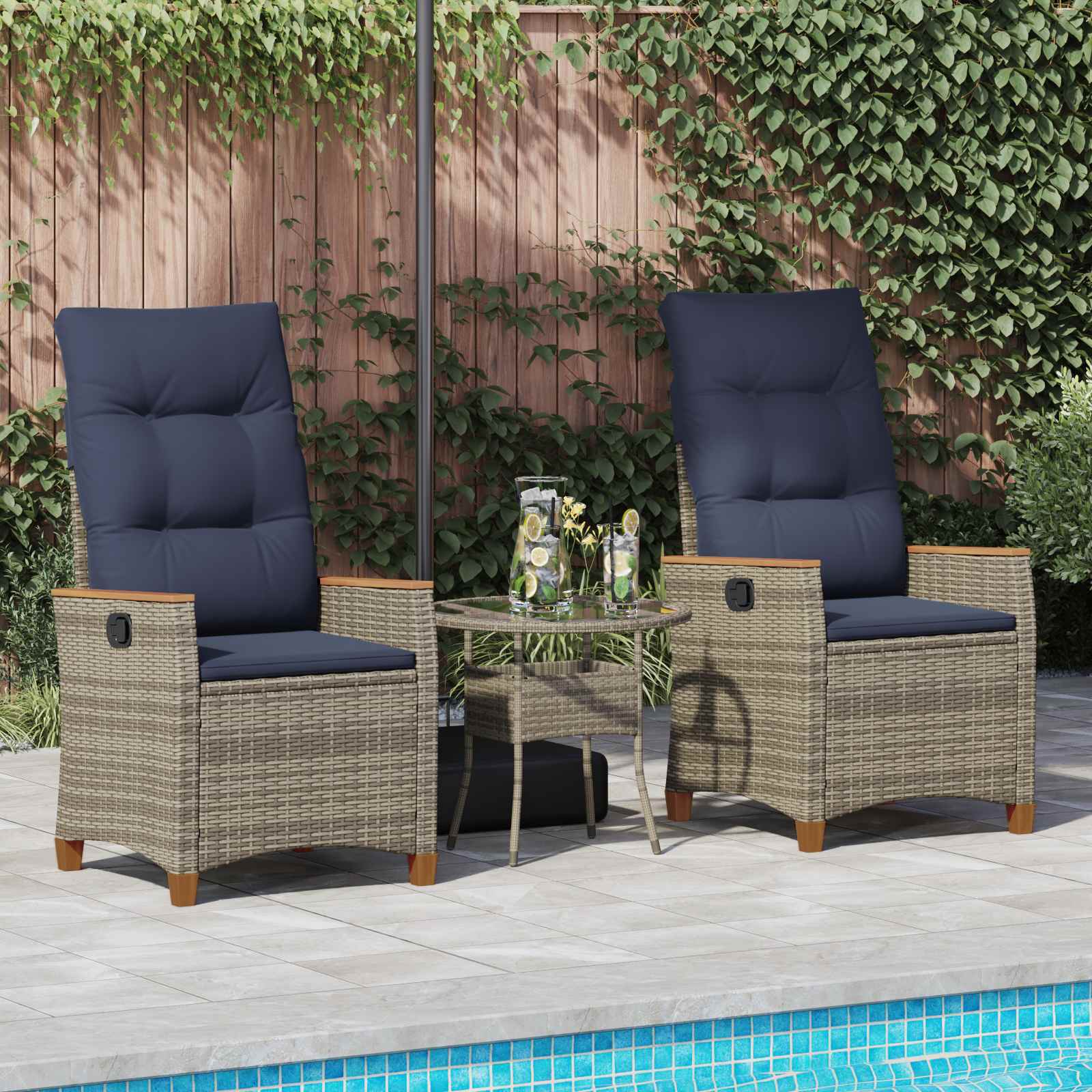 Verstellbarer Gartenstuhl 2 Pcs Poly-Rattan