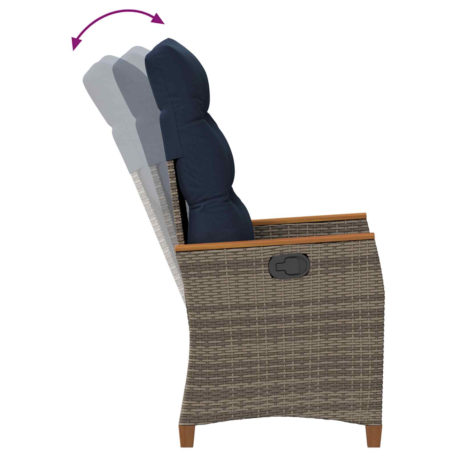 Verstellbarer Gartenstuhl 2 Pcs Poly-Rattan