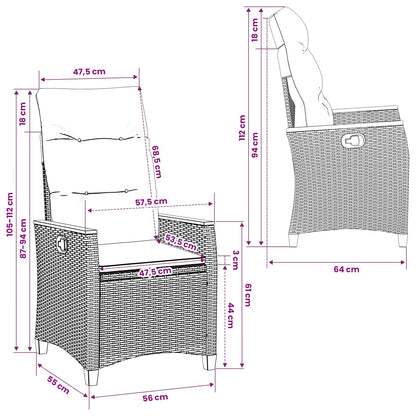 Verstellbarer Gartenstuhl 2 Pcs Poly-Rattan