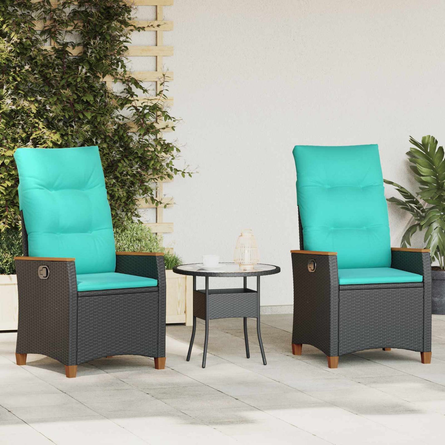 Verstellbarer Gartenstuhl 2 Pcs Poly-Rattan