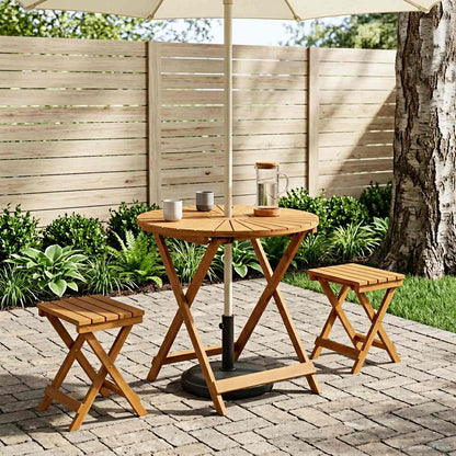 Klappbarer Gartentisch Natur Ø90 X 75 Cm Massivholz Akazie