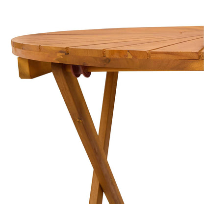 Klappbarer Gartentisch Natur Ø90 X 75 Cm Massivholz Akazie