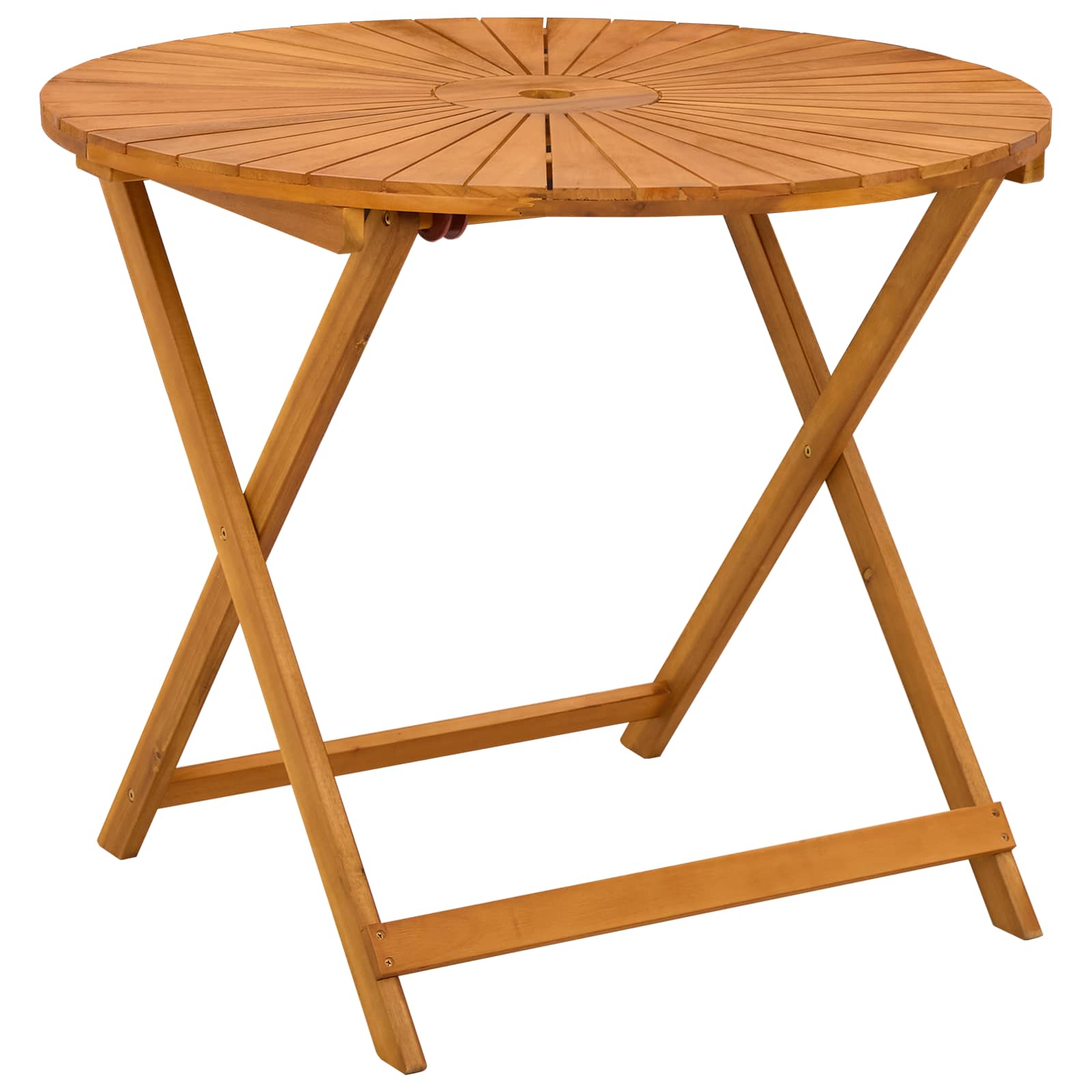 Klappbarer Gartentisch Natur Ø90 X 75 Cm Massivholz Akazie