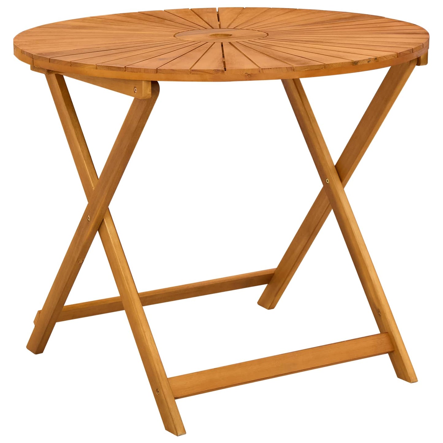 Klappbarer Gartentisch Natur Ø90 X 75 Cm Massivholz Akazie