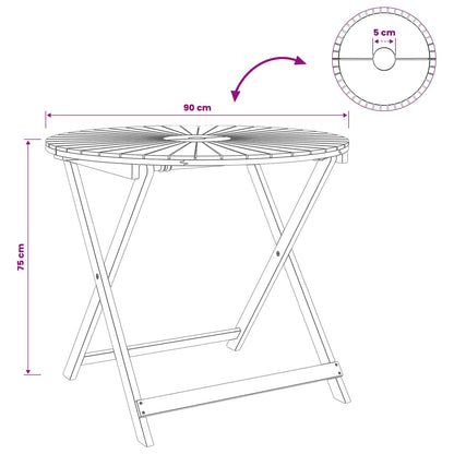 Klappbarer Gartentisch Natur Ø90 X 75 Cm Massivholz Akazie