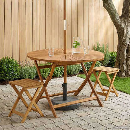 Klappbarer Gartentisch Natur Ø90 X 75 Cm Massivholz Akazie