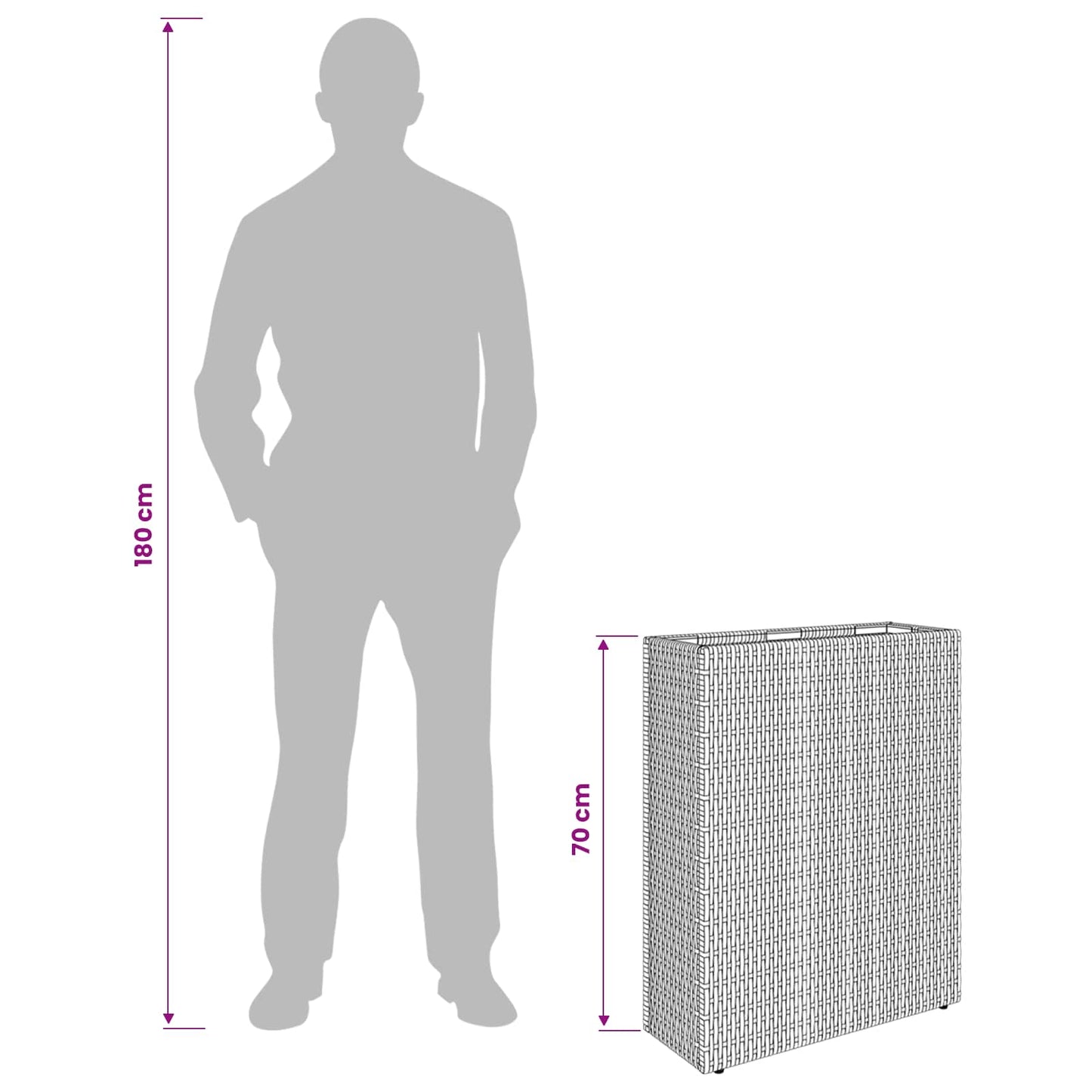 Hoher Pflanzkübel 55 X 22 X 70 Cm Poly-Rattan