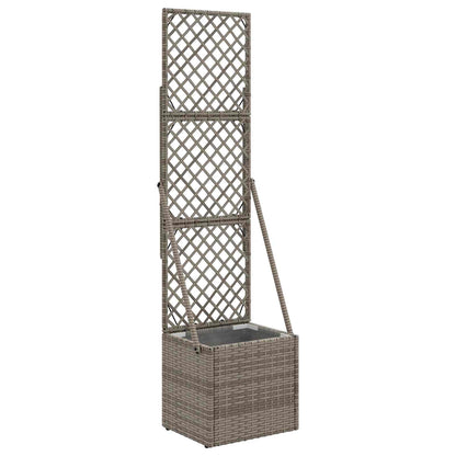 Gartenpflanzer Mit Gitter Grau Poly-Rattan