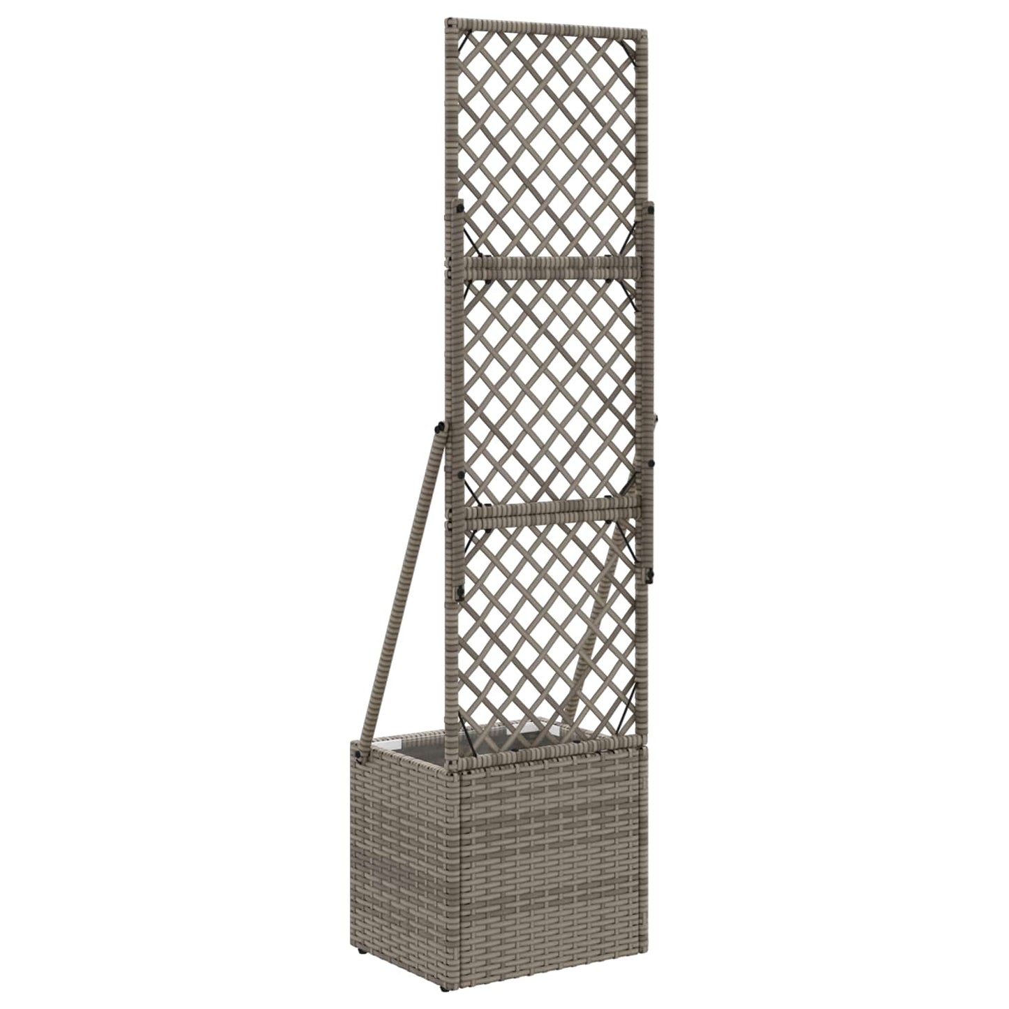 Gartenpflanzer Mit Gitter Grau Poly-Rattan